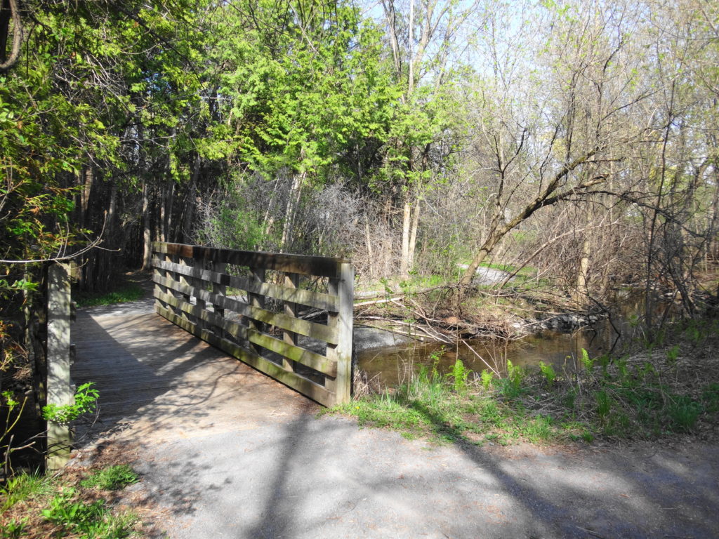A woodend footbridge crosses Poole Creek.